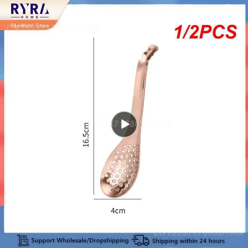 1/2PCS 304 Stainless Steel Perforated Kitchen Spoon Molecular Cooking Caviar Colander Filter Kitchen Hot Pot Colander Cooking