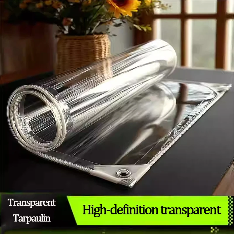 

0.35mm/0.55mm Heavy Duty Clear Tarpaulin - Outdoor Pergola Patio Transparent Windproof See Through Curtain