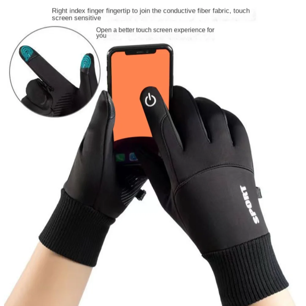 موضة القفازات الدافئة الشتاء قفاز مقاوم للماء الجلد ودية قفازات كاملة الأصابع عدم الانزلاق لمس قفازات ركوب الدراجات الرياضة