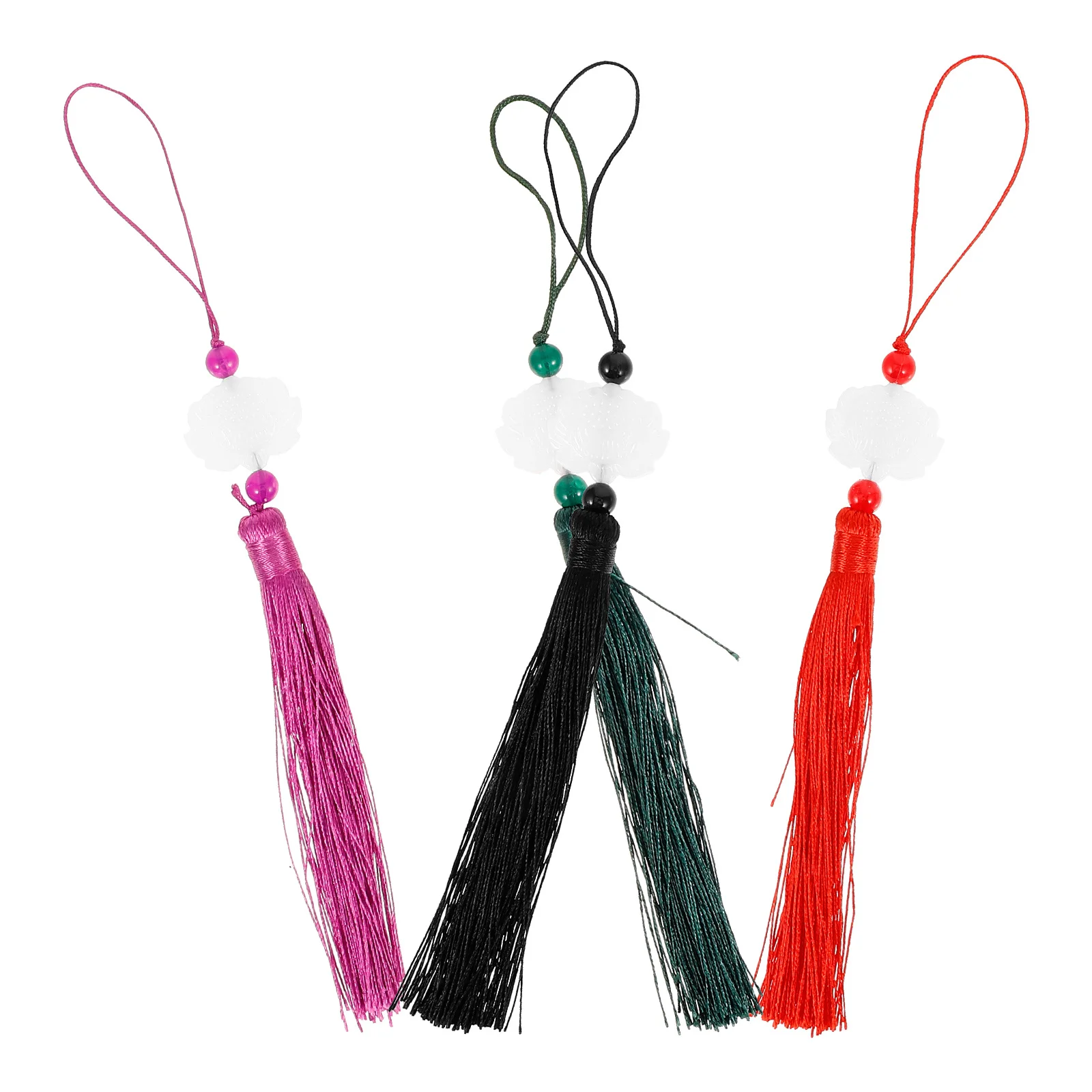 

4Pcs Chinese Style Imitation Jade Tassel Pendant Handheld Fan Decorative Charm Multi-Functional Home Decor Elegance Exquisite