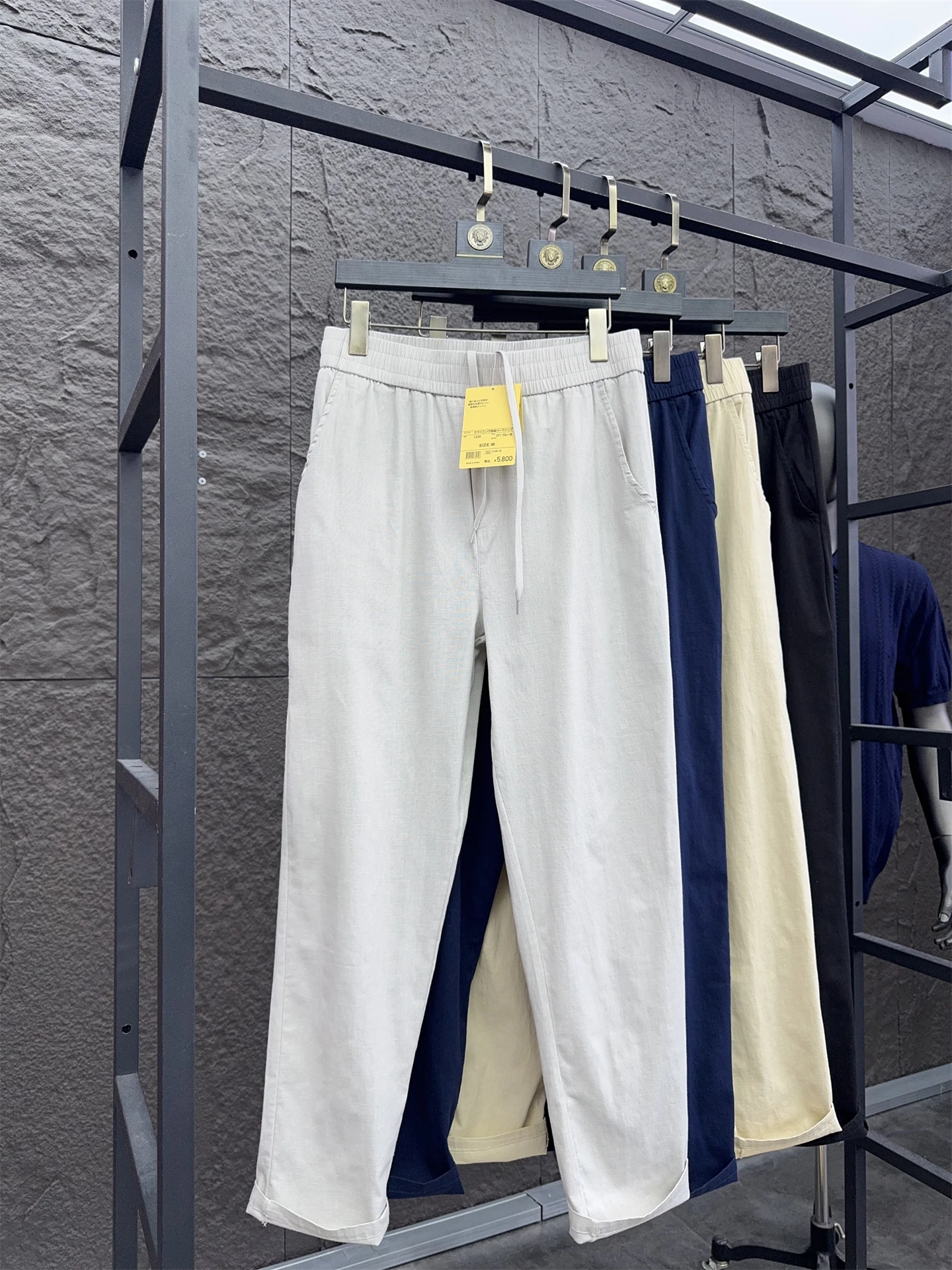 Calças de Aodão e Linho Luxuosas Svip 5800, Confortáveis, Leves e Respiráveis para o Verão, Calças Casuais Slim Straight 3D