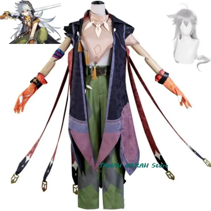 Anime Game Genshin Impact Razor Cosplay Costume, Perruque, Mondstadt Wolvendom, Running Wolf, Adulte, Femme, Homme, Hmatte en Uniforme trempé, RZ520