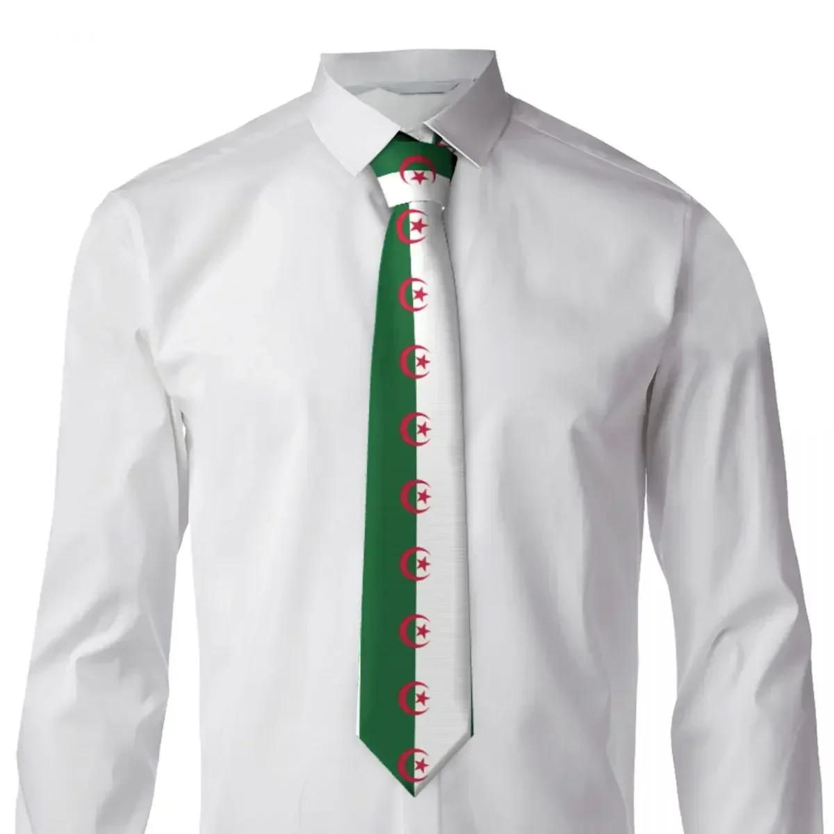 

Mens Tie Algeria Flag Neck s Emblem Stripes Classic Casual Collar Custom DIY Daily Wear High Quality Necktie Accessories