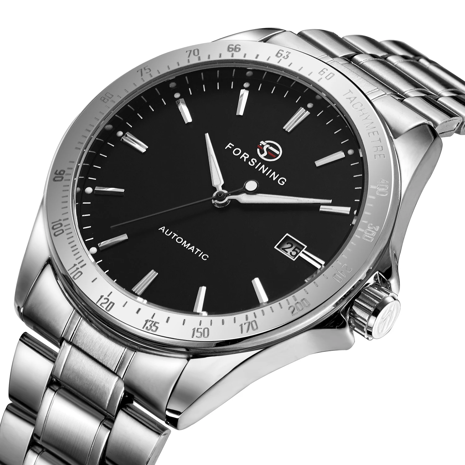 Forsining Kalender Business Automatikuhr für Herren, Mechanische Vollständig Edelstahl Geschäftsuhr, Hochwertige Luxus-Uhr