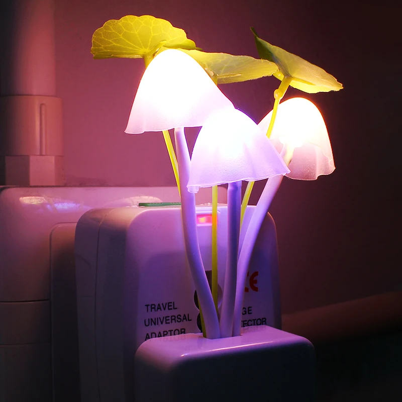 

Novelty Mushroom Fungus Night Light Lights Dream 3 Luminaria Eu Us 220V Grass Led For & Plug Sensor Decoration Induction Water