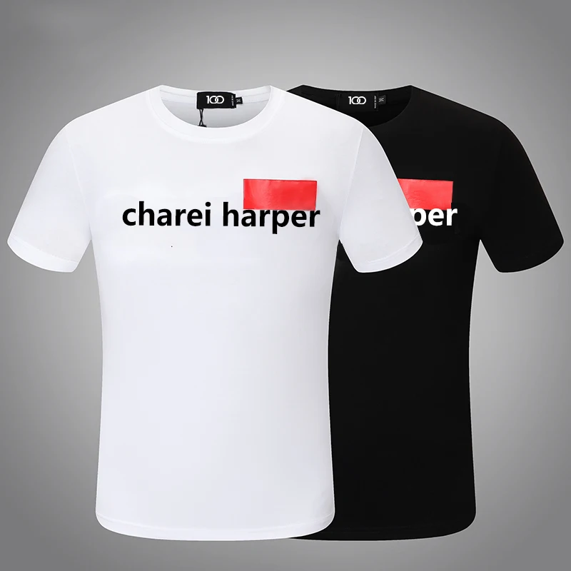 CHAREIHARPER DSQ 848 cotton men\'s short sleeve T-shirt  design high qulity letter spray print fashion Milan trend casual top