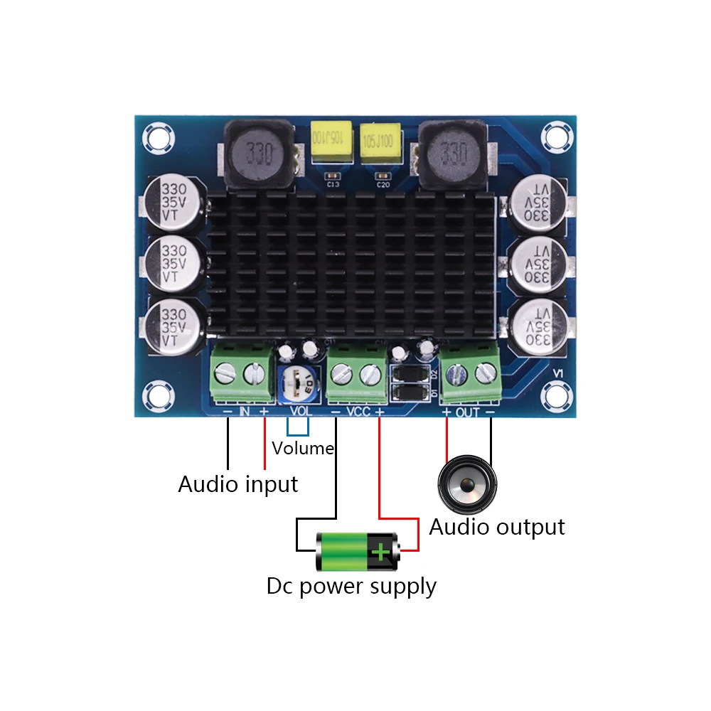 XH-M542 TPA3116 D2 TPA3116DA DC 12V 24V 100W Mono Channel Digital Power Audio Amplifier Board TPA3116D2 Large Capacity Board