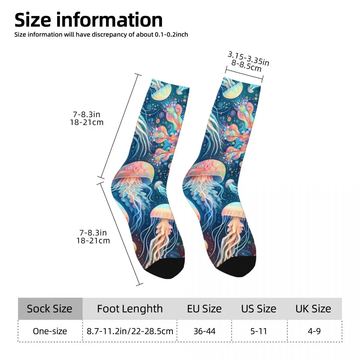 Sea Turtle Jellyfish Sock Printed Man Polyester