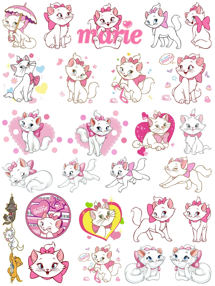 The Aristocats clothes patches marie cat Cartoon patch for clothes DIY Kids Clothing Girls T-Shirts Heat Transfer Stickers