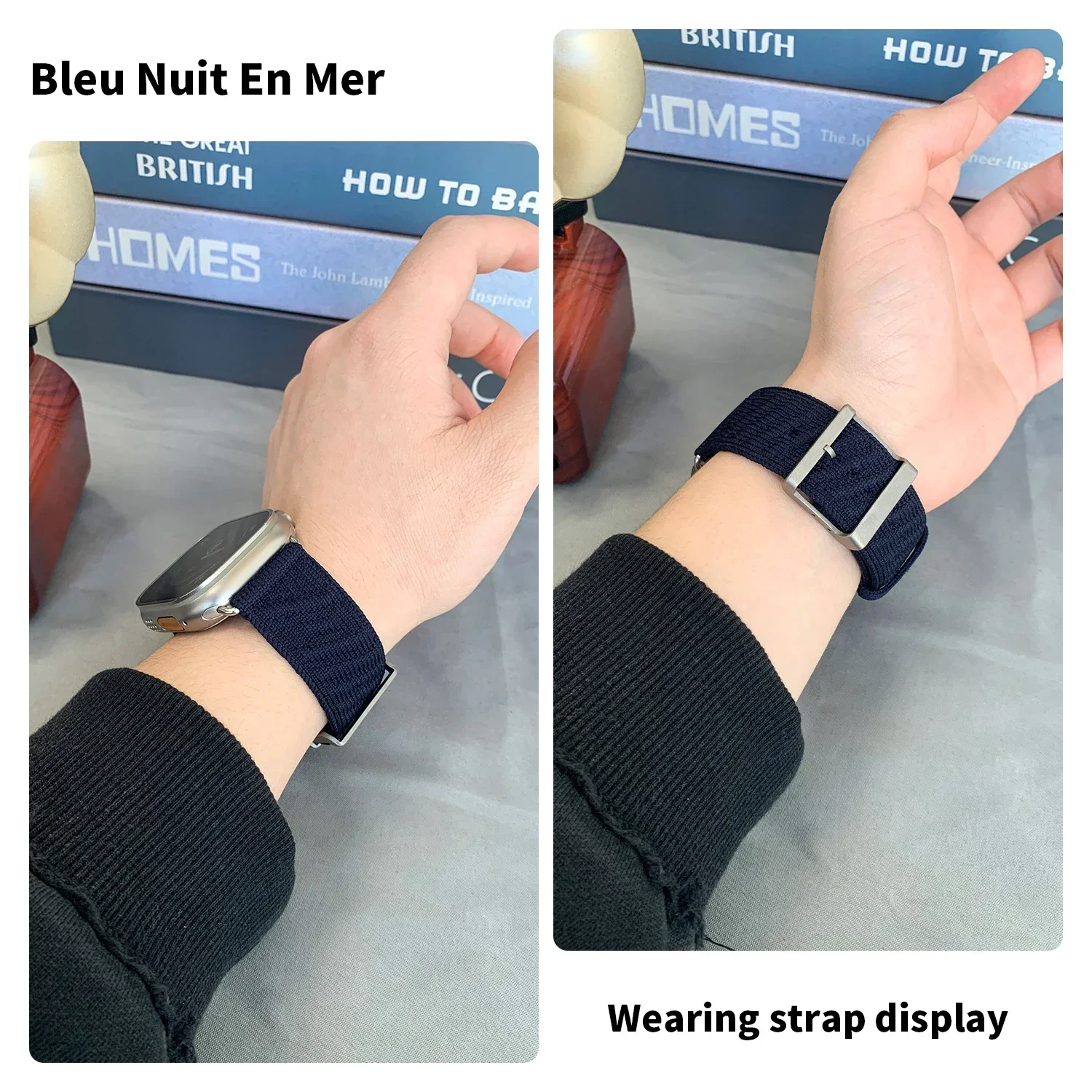 

Nylon Strap For Apple Watch Ultra 3-1 11 10 9 8 7 6 5 4 3 SE Mer Bleu Nuit Band iWatch 49mm 46mm 42mm 45mm 41mm 44mm 40mm Belt