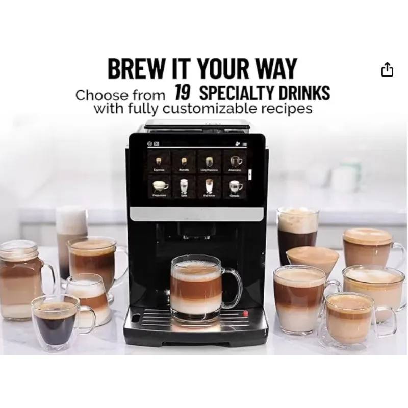 New Style Fully Automatic Customizable Programmable Electric Coffee Machine Auto Cleaning Milk Foam System for Latte Cappuccino