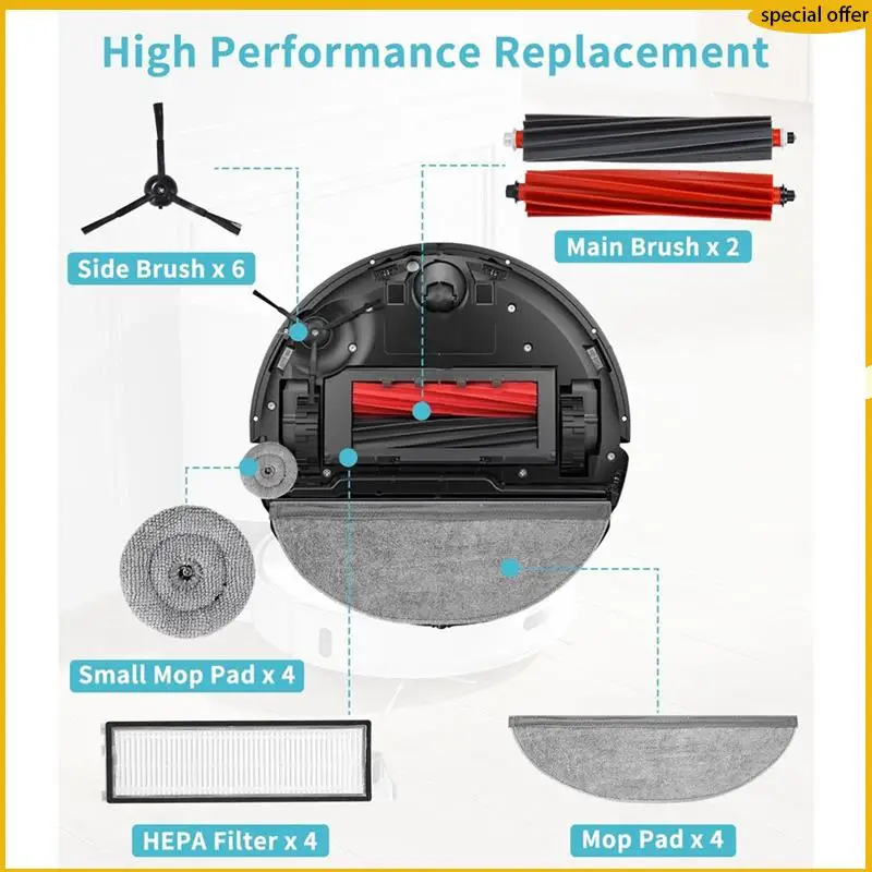 

A50I For Roborock S8 Maxv Ultra Dust Bags Robot Vacuum Cleaner Main Side Brush Hepa Filter Mop Cloth Replacement Parts