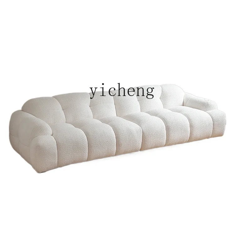 

Zf Sofa Cream Style Fabric Straight Row Small Apartment Sofa Living Room Three-Seat Home