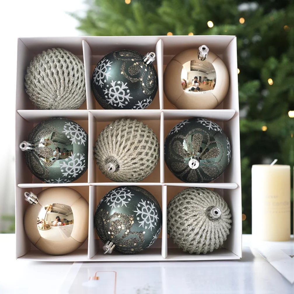 

Christmas Ball Ornaments Set with Hanging Loops Made from Shatterproof Plastic for Tree and Seasonal Decoration
