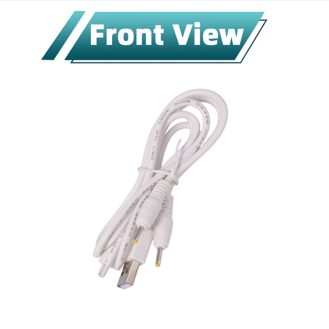 1M , White 1 in 2 out USB to dual double 2 DC 2.5 x 0.7 mm 2.5 x 0.7 2.5/0.7 2.5*0.7mm Barrel Jack charging Power Cable 100CM
