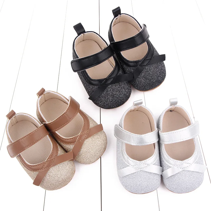 

2025 Spring And Autumn Baby Girls First Walking Indoor Outdoor Toddler Shoes For 0-18M Baby Princess Shoes PU Leather Soft Sole