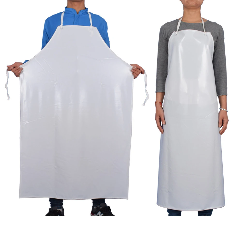 Thickened white apron waterproof oil resistant smock PVC industrial acid and alkali resistant wear-resistant food grade apron