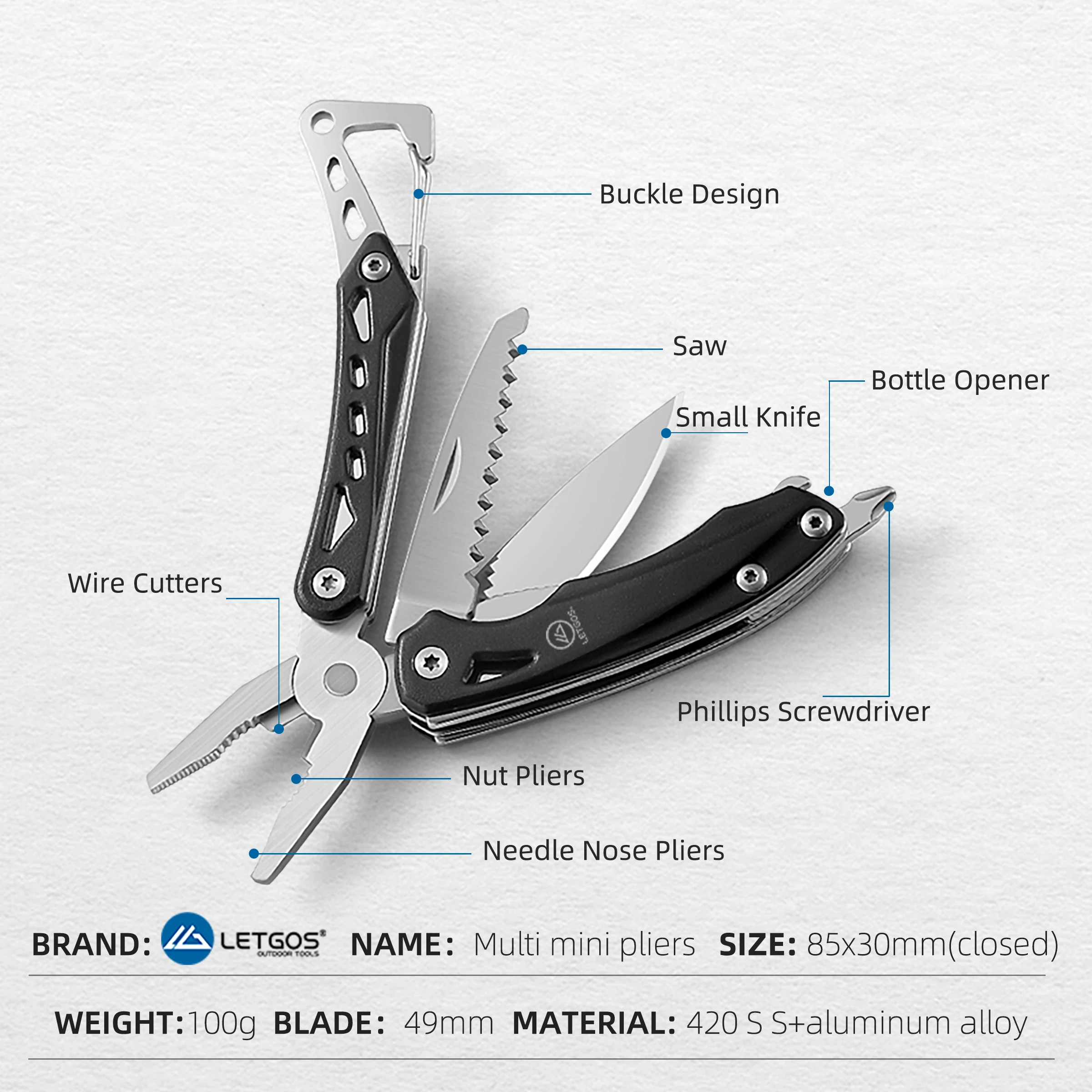 Folding Multi-tool Pocket Knife Pliers Mini Portable Fold Outdoor Hunting Survival Rescue Tactical Multipurpose Repair EDC Tool
