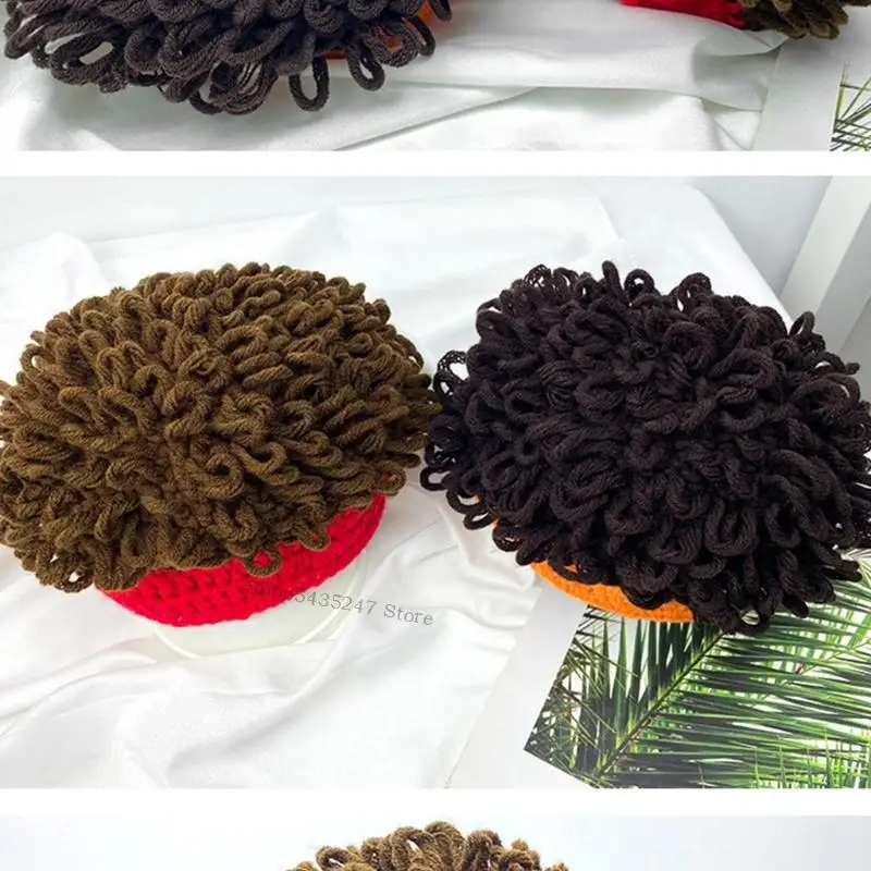 Chapeau d'hiver Faux Afro amusant pour enfants, lavable en Machine, extensible, Costume fête essentiel H7EF