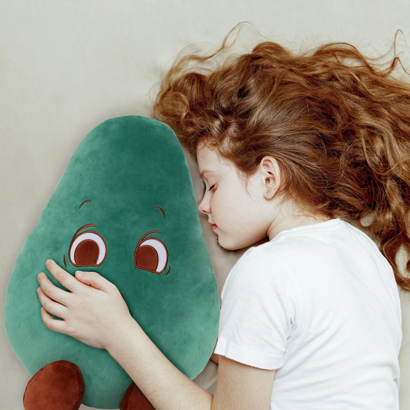 Tezituor Avocado Stuffed Animal, 20 inch Soft Plush Toy Hugging Pillow Furry Stuffed Cute Food Shaped Pillow Gifts for Kids, Gir