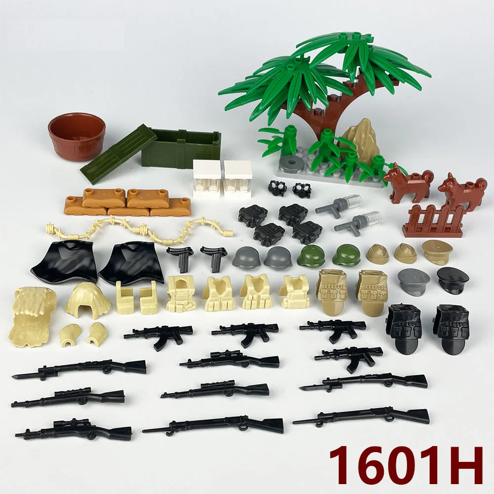 Military Weapon Pack Bag Dark Machine Gun Mega Model Building Blocks Toy Set Lot Mini Action Figures Assemable Bricks DIY G