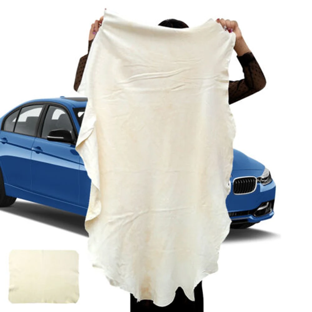 Auto Care Natural Chamois Leather Car Cleaning Cloth Genuine Leather Wash Suede Absorbent Quick Dry Towel Streak Free Lint Free