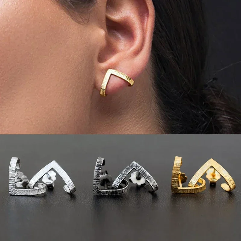 925 sterling silver ear Needle hook shaped/round small studs earrings for women cartilage gold earrings fashion party Jewelry