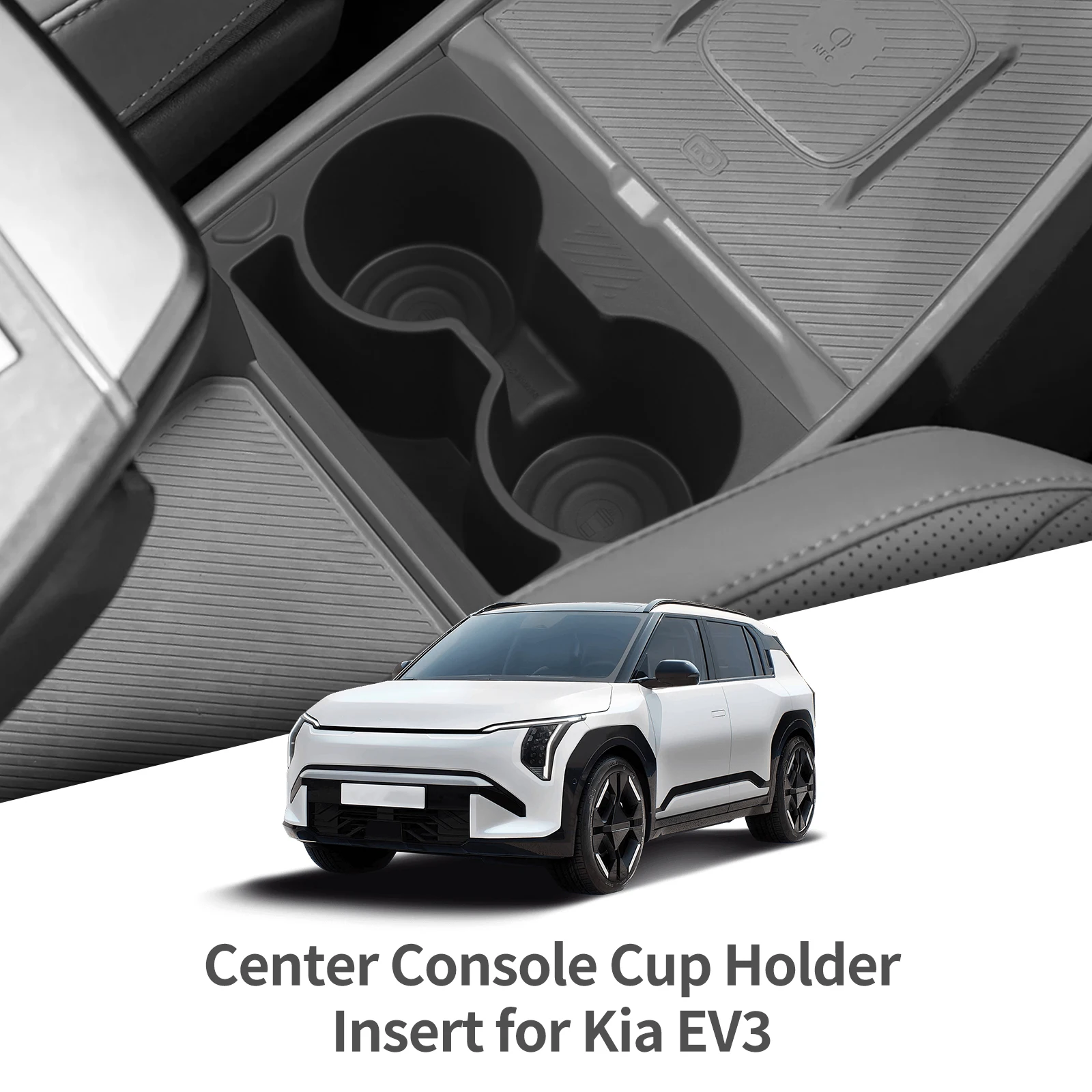 Support de gobelet pour console centrale Kia EV3 EV4 2024-2026, plateau de rangement antichoc en TPE, accessoires int�rieurs de voiture, noir