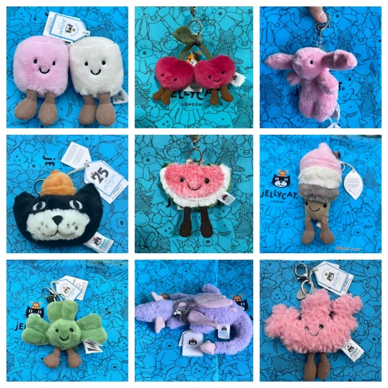 Marshmallow Keychain Tea Bag Watermelon, Croissant, Cotton Candy, Cake, Peanut Cherry Pendant Croissant Keychains Birthday Gifts view 2