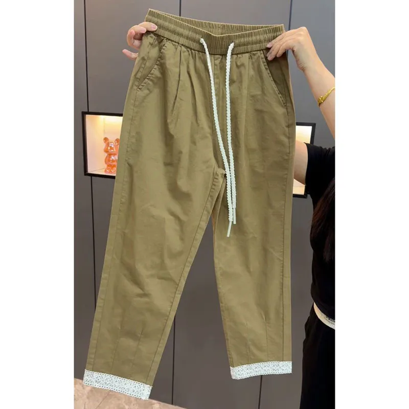 2026 New Fashion Ice Silk Sunscreen Quick-drying Harem Pants Women's Summer Thin Small Casual Pants Straight Sweatpants Ladies