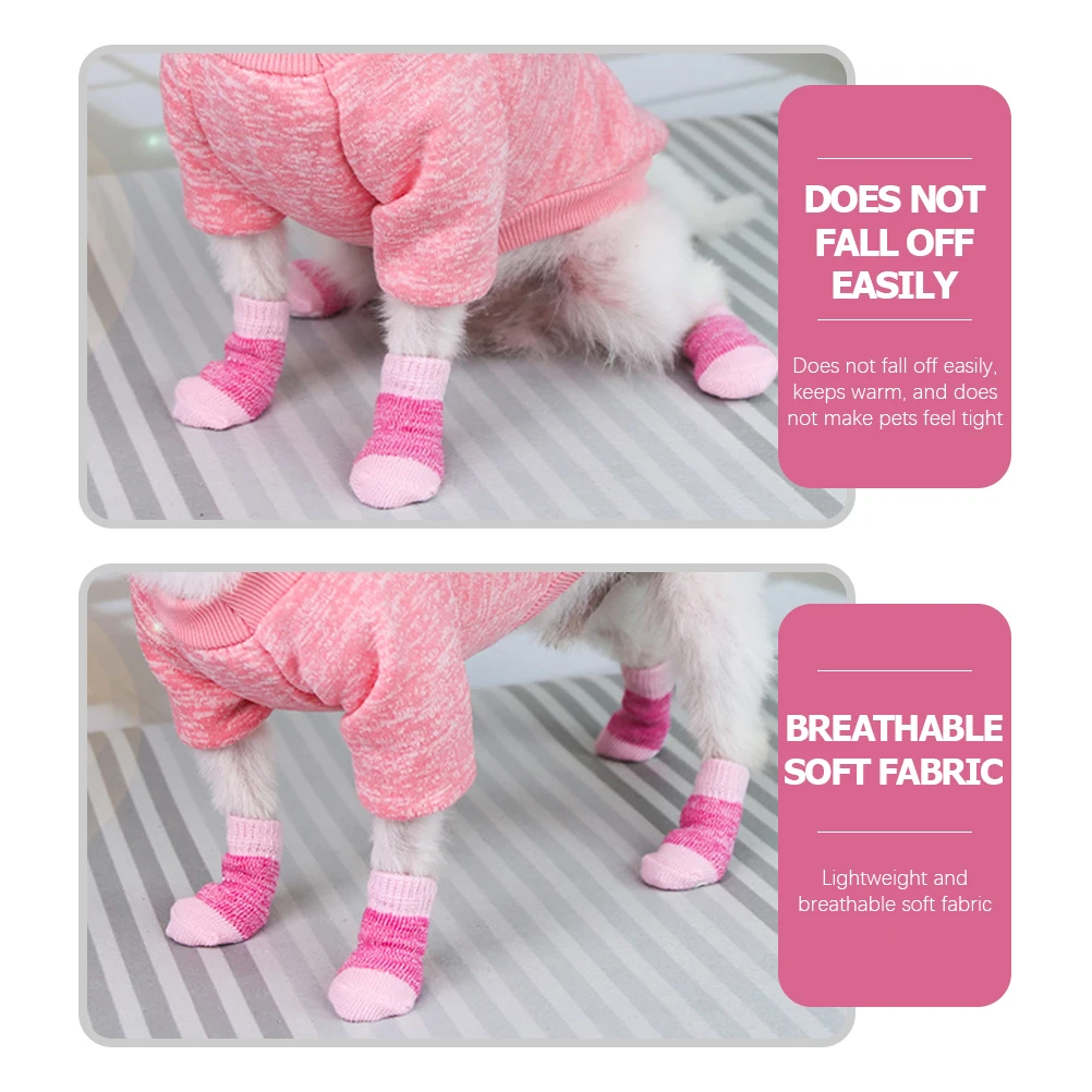 

2 Sets Pet Anti-slip Socks Dog for Medium Dogs Doggy Puppy with Cartoon Pattern Small Paw Polyester Shoe Covers