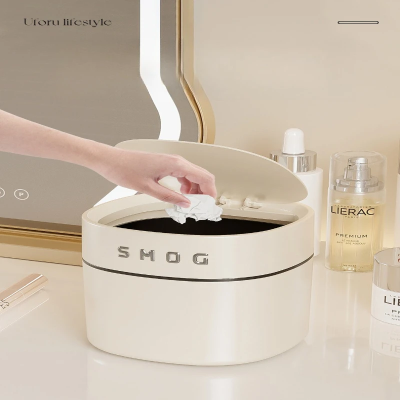 

Desktop Mini Waste Bins High-end Large-capacity Bedside Press-open Bedroom Waste Bins Plastic Creativity Home Vuilnisbakken JTW