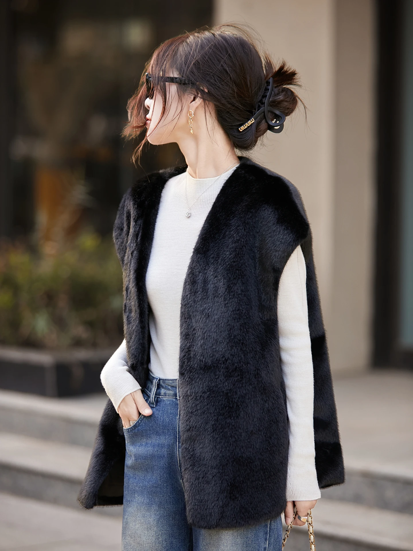 

Экологичный жилет из искусственной норки, женский жакет Svel V-Ne с застежкой на одной пуговице, цвет Faion Commute Sle