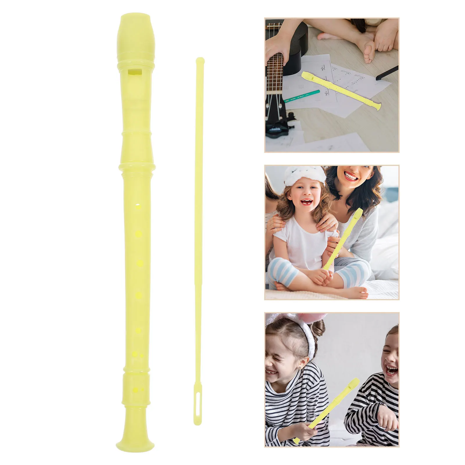 

8 Hole Soprano Recorder Yellow Suitable for Kids Adults School Bands Classical Music Performances Cleaning Rod Included High