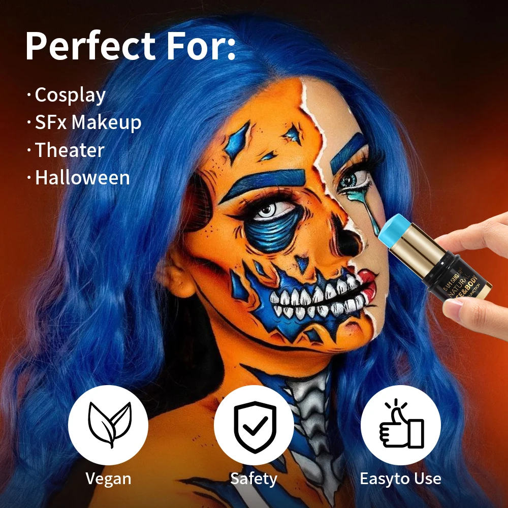 هالوين الوجه الطلاء عصا الاطفال وهمية الدم الأبيض الوجه اللوحة الأشعة فوق البنفسجية الإسفار هالوين امرأة تأثيري ماكياج الجسم طلاء الوجه