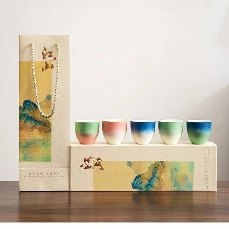 Allmähliche Änderung Guochao Master Cup Teetasse Keramik Waren Geschenk Begleiter Geschenk Tasse Geschenkbox Set Verbotene Stadt Geschenk