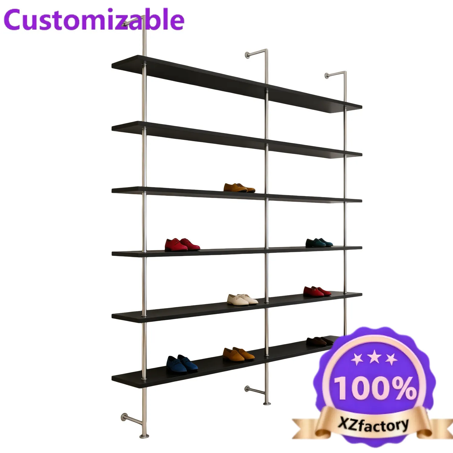 Factory Direct 2026 Shoe store shoe rack display rack stainless steel display multi-level clothing store display shelf bag stora
