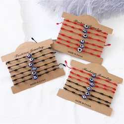6Pcs/lot Blue Eyes Woven Rope Bracelet Set for Women Child Red Black Lucky Knot Adjustable Rope Wristband Bracelet Jewelry Gifts