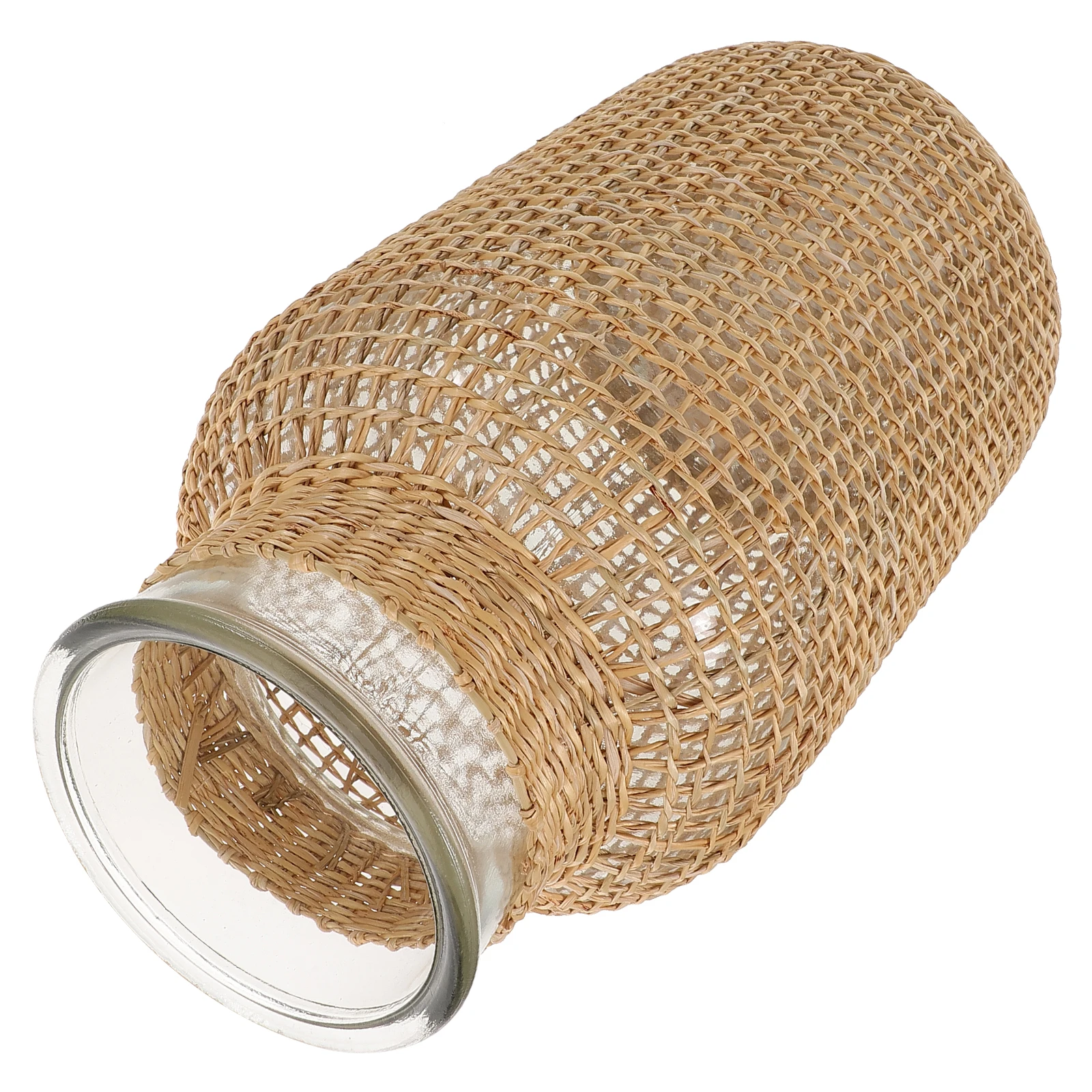 

Rattan Vases Pots Woven Glass Farmhouse Woven Vase Dried Flower Vase Straw H made Home Decor Circle Arrangement Container