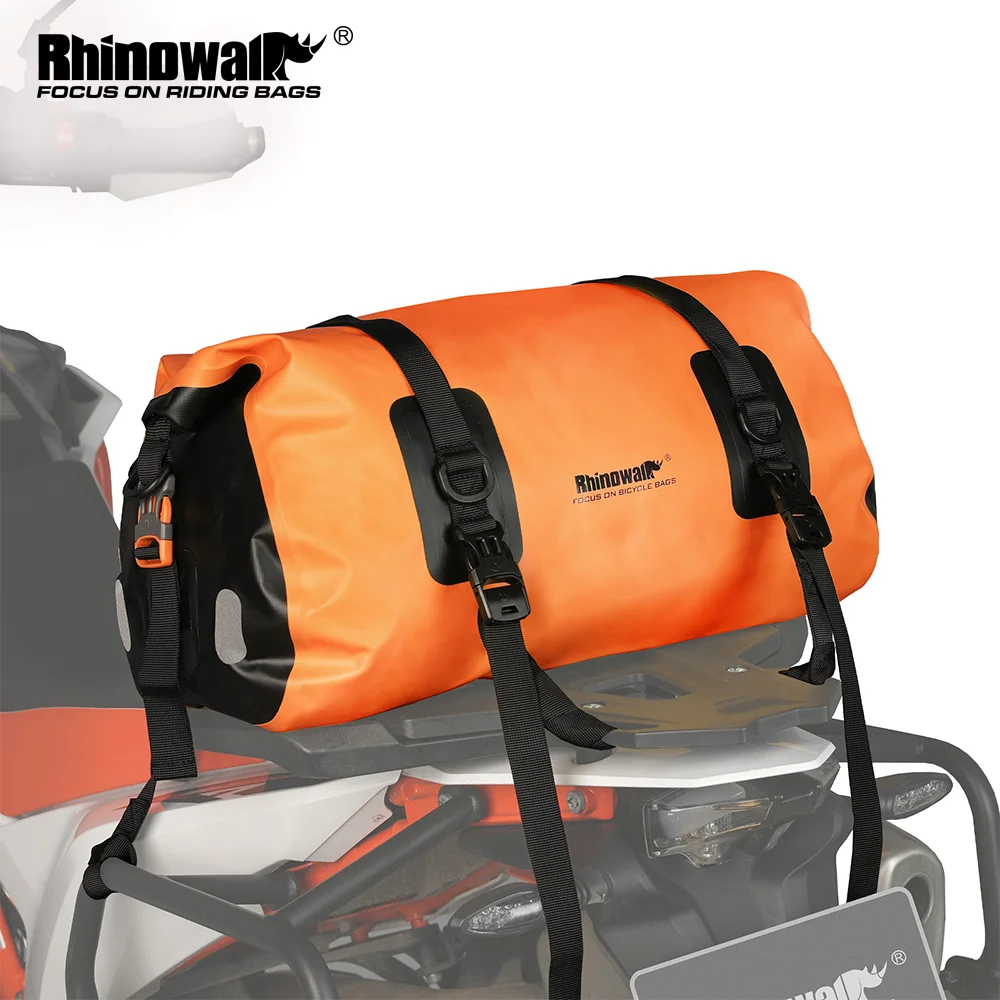 Rhinowalk Motorcycle Back Seat Bag Waterproof 20L/45L/65L Motor Saddle Tail Bag Quick Dry Travel Luggage Carrier