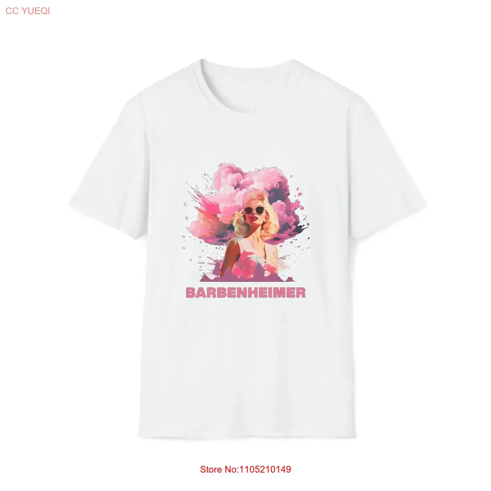 BARBENHEIMER White T Shirt Unique Design with Pink and Orange Explosion Bold Text Comfortable Casual Wear Fun Pop Culture