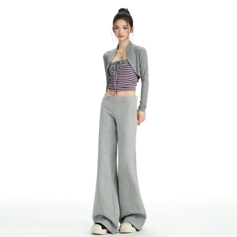 

American-style casual low-waist flared sports drapey casual pants for women