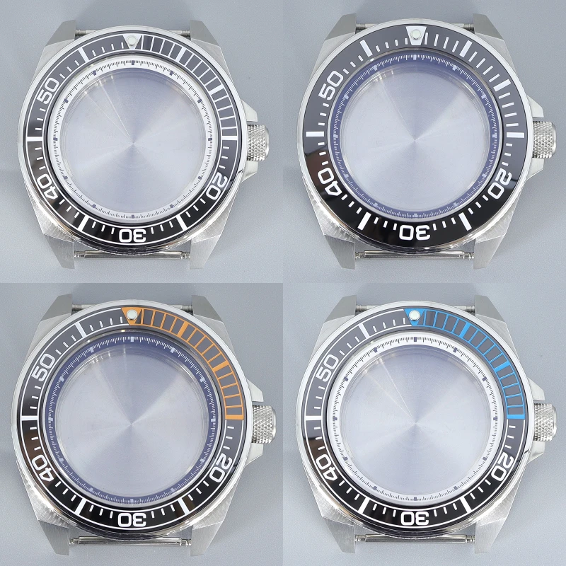 

43.8mm Diving Watch Case Ceramic bezel Sapphire Fit King Samurai For Seiko Nh35 Nh36/34/38 Movement 28.5mm Dial 10ATM Waterproof