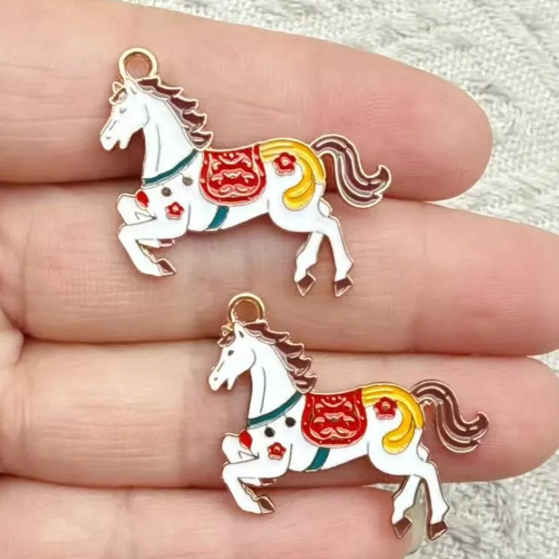 10pcs Cartoon Anime horse Charm for Jewelry Making Enamel Necklace Earring Bracelet Pendant Diy Accessories Alloy Metal