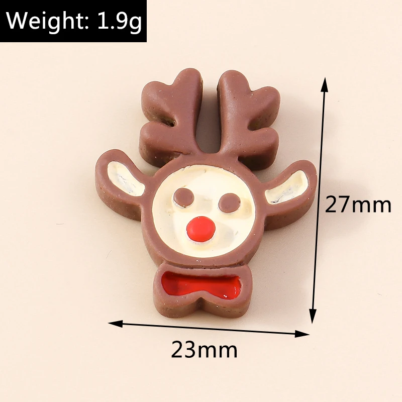 Leslie 10 Stück 22 x 19 mm niedliche Harz-Weihnachtskeks-Lebkuchenmann-Charms mit flacher Rückseite, Cabochon für DIY-Schmuckherstellung, Haarspangen – Detail 14