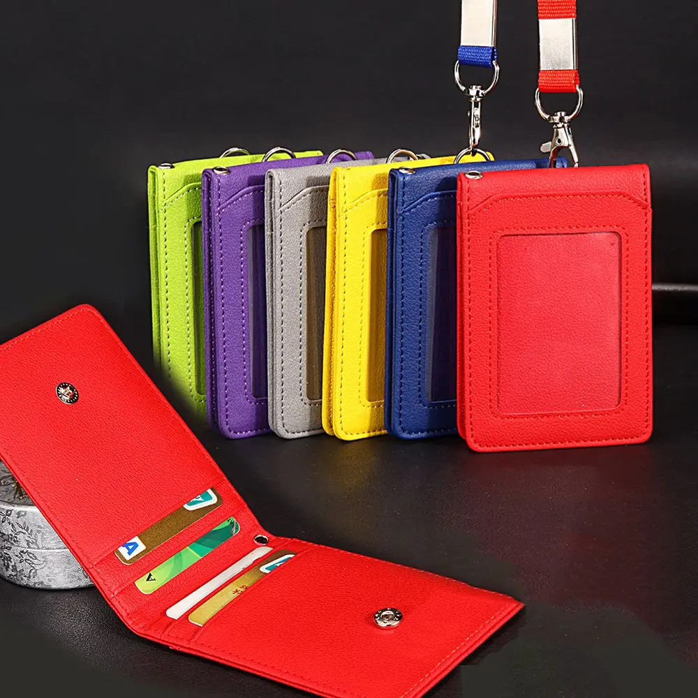 Neck Strap Stationery Business Office School Supplies Card Holder with Lanyard Bus Cards Cover ID Desk Organizer Badge Holder