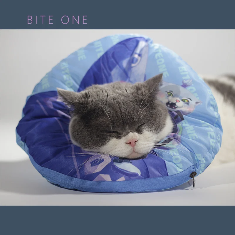 BITEONE Cat Elizabethan Collar Decorative Pets Neck Sterilization Anti Lick Soft Shame Cat Tinea Adjustable Mouthwash