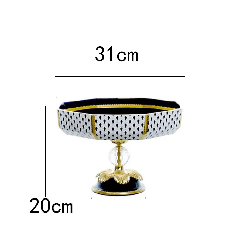 Luxury Peacock Feather Pattern Ceramic Fruit Tray Living Room Coffee Table Storage Tray Office Nut Snack Tray Ornaments