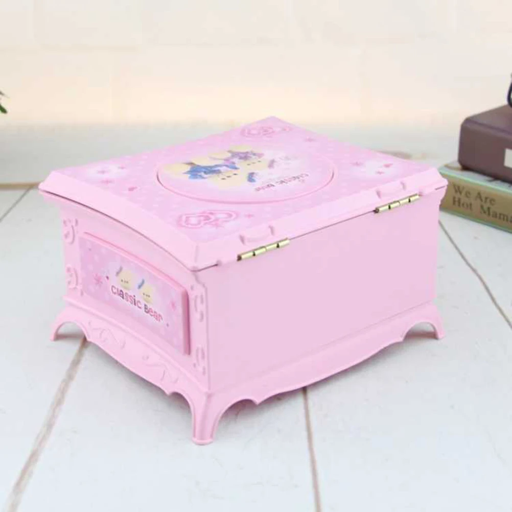 

1 Piece Pink Music Box for Jewelry Storage Case Classic Dresser Design with Mirror Elegant Gift for Little