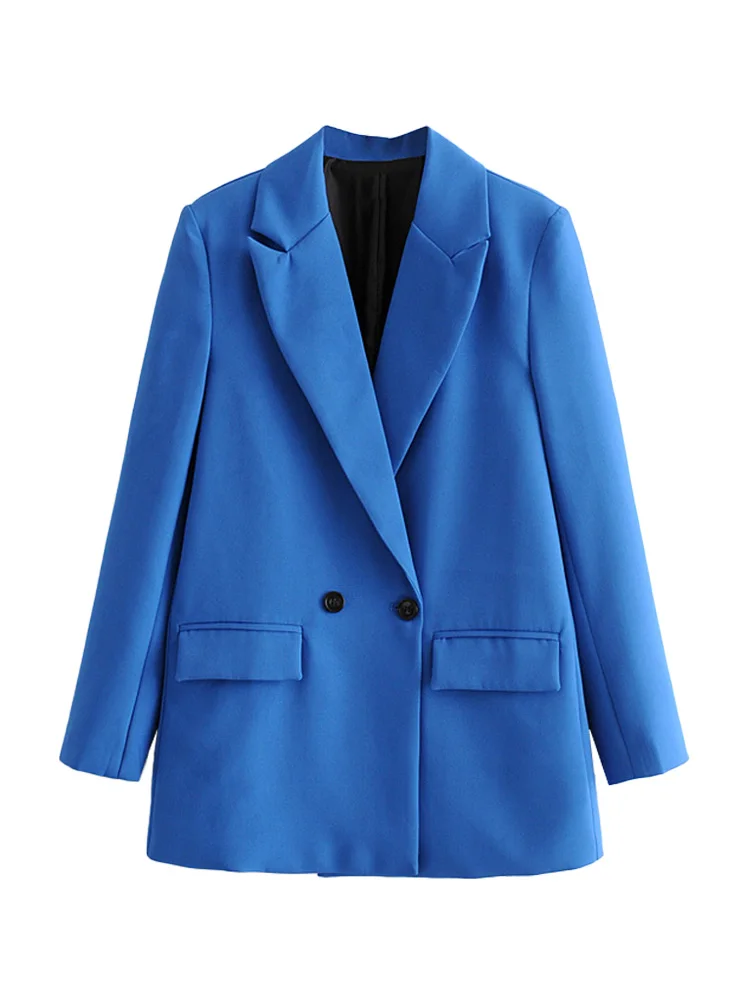 Blazer doppiopetto da donna Chic Office Lady cappotto Vintage moda colletto dentellato manica lunga capispalla da donna top alla moda